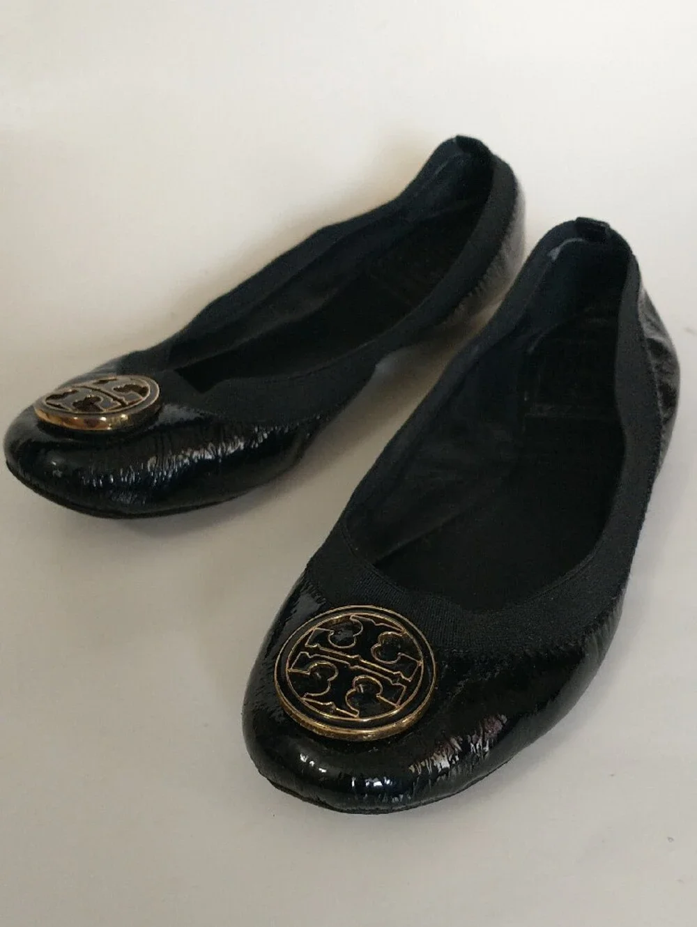 Tory Burch Women’s Black Patent Leather Logo Ballet Flats. SIZE 6.5
